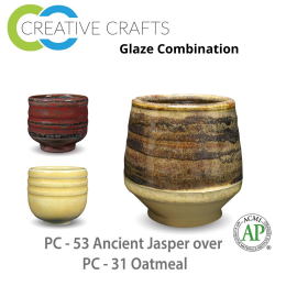 Ancient Jasper PC-53 over Oatmeal PC-31 Pottery Cone 5 Glaze Combination